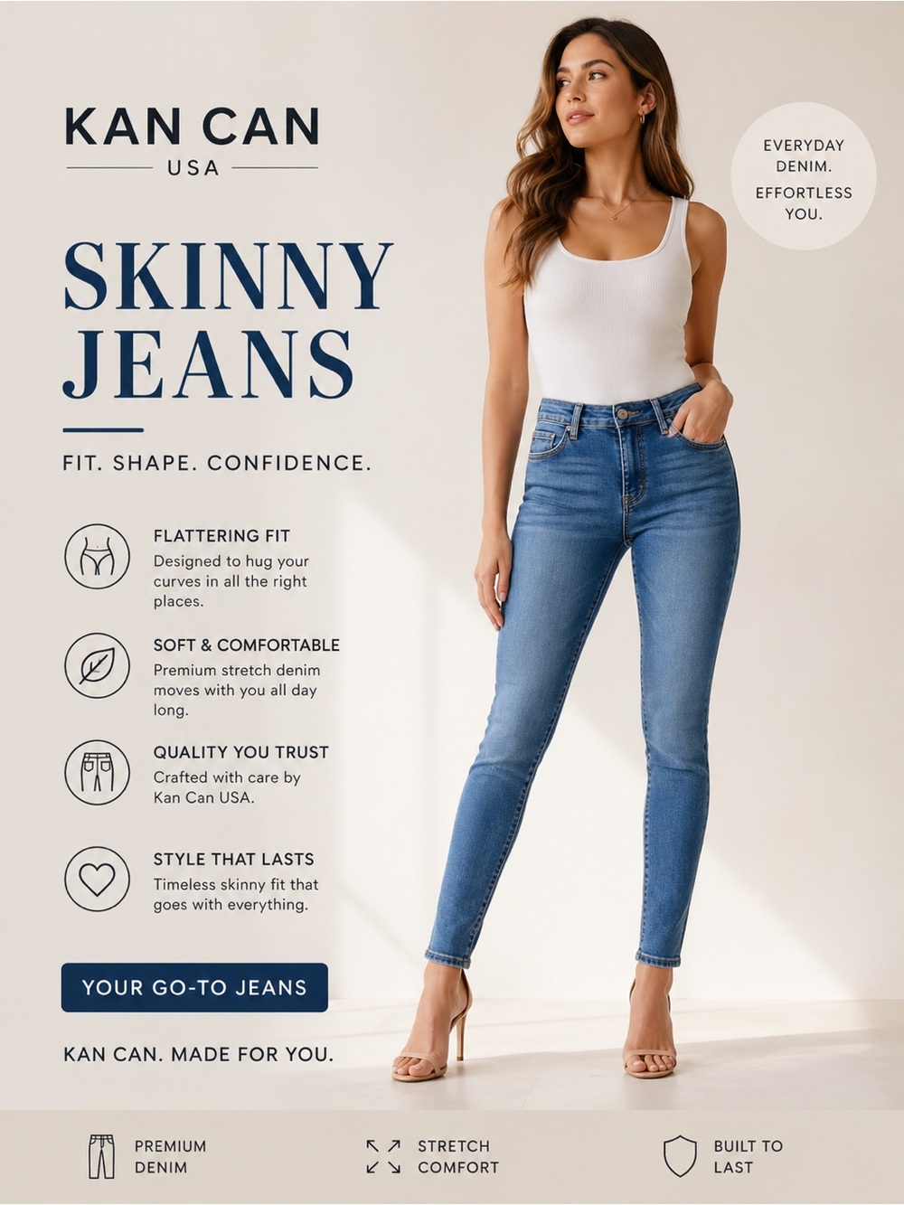Kan Can Skinny Jeans in Medium Blue size 26